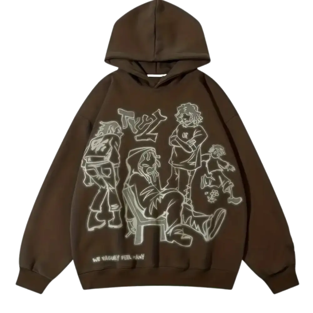 Playground y2k graphic hoodie for stylish street fashion lovers - braun / s