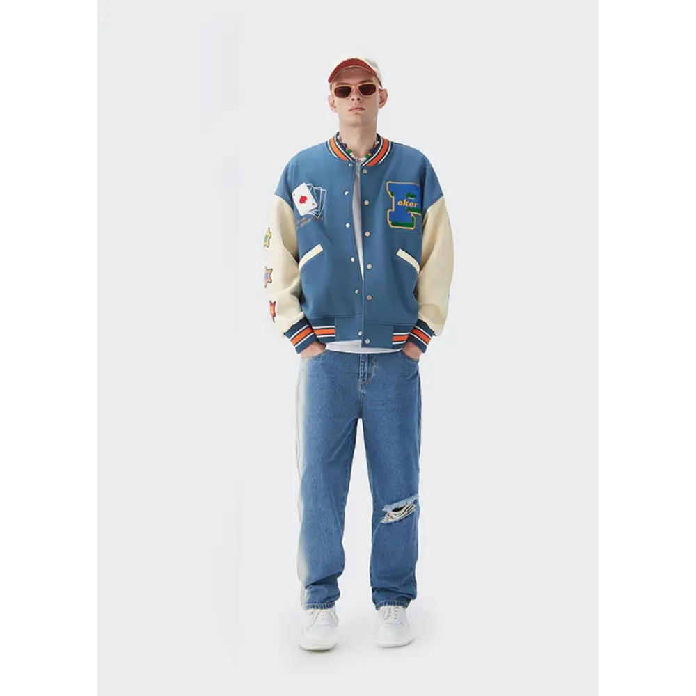 Lucky poker jacket for trendy y2k streetwear style - varsity jackets