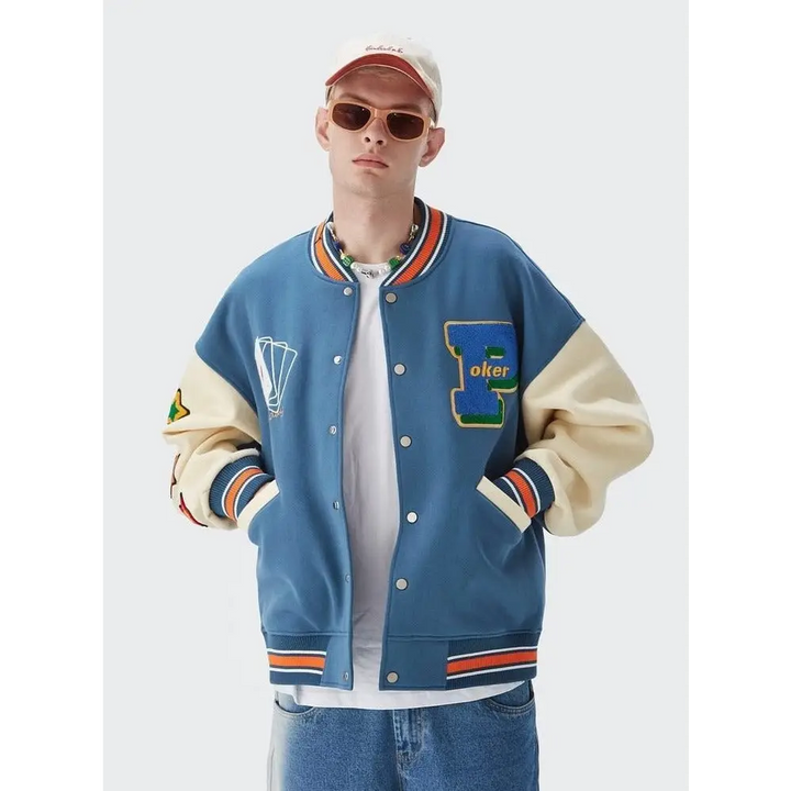 Lucky poker jacket for trendy y2k streetwear style - varsity jackets