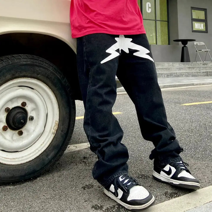 Y2k jeans with streetwear print