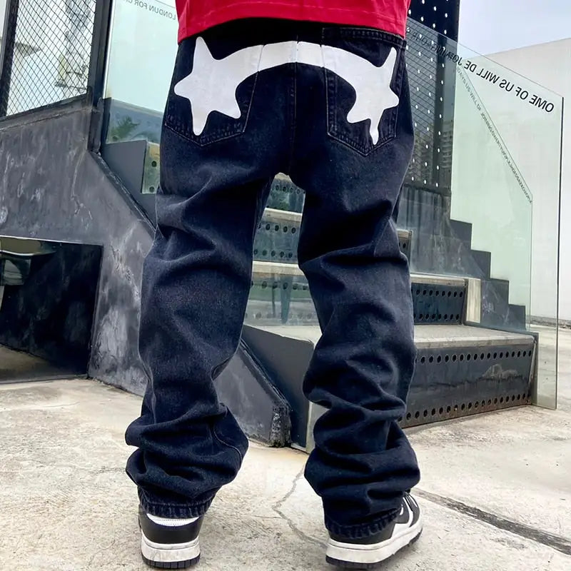 Y2k jeans with streetwear print