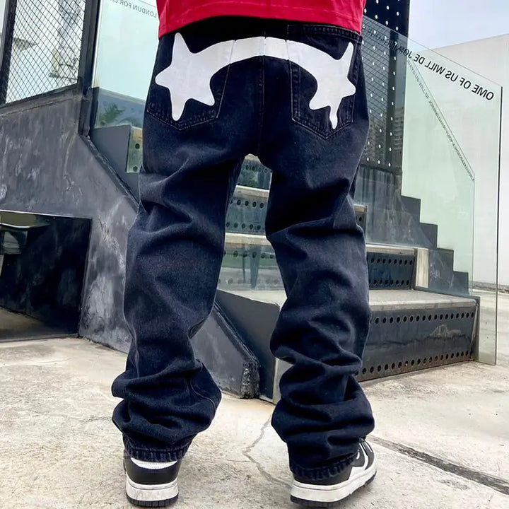 Y2k jeans with streetwear print