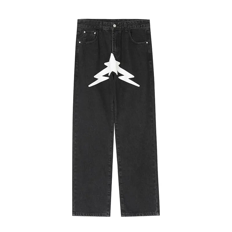 Y2k jeans with streetwear print