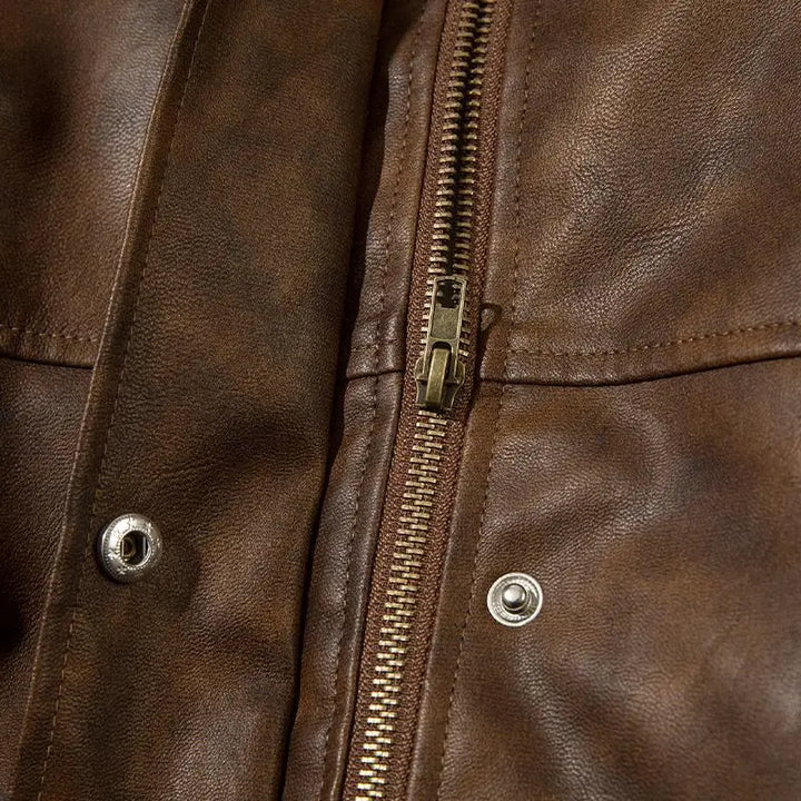 Y2k leather jacket with turndown collar in premium synthetic - jackets