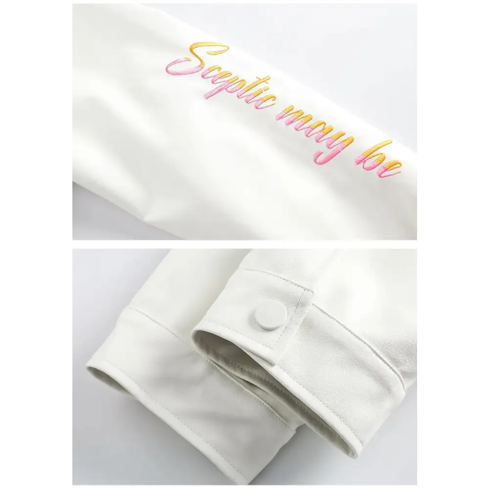 Y2k leather motorcycle varsity jacket with lapel collar - jackets