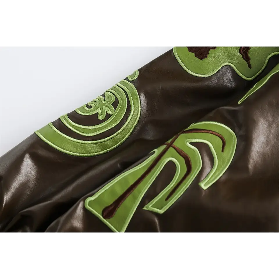 Y2k patchwork oversized varsity jacket for a sophisticated look