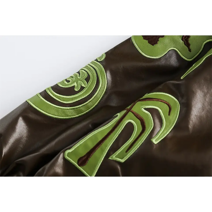 Y2k patchwork oversized varsity jacket for a sophisticated look