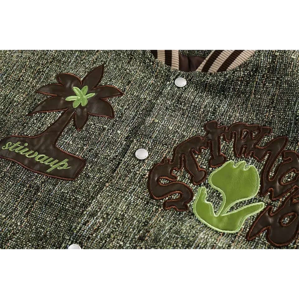 Y2k patchwork oversized varsity jacket for a sophisticated look