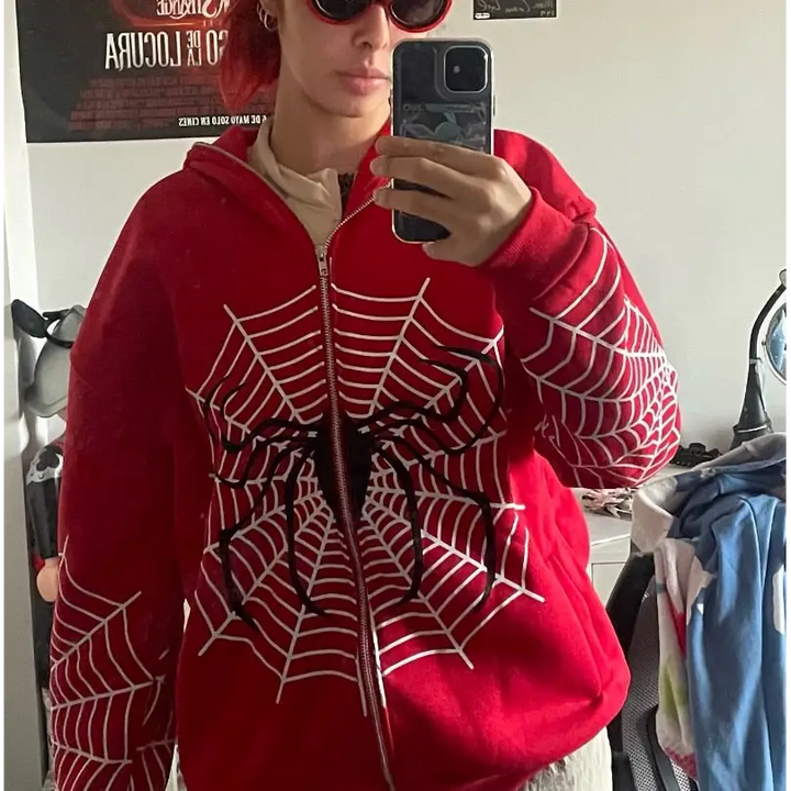 Spiderman inspired y2k spider web sweater