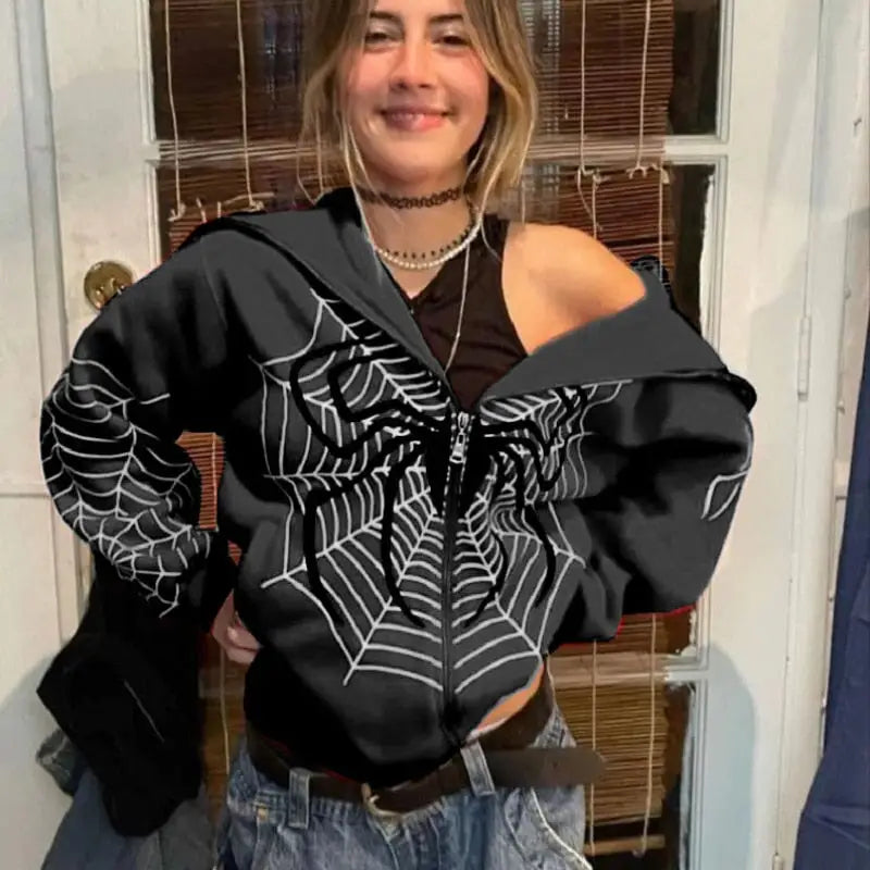 Spiderman inspired y2k spider web sweater