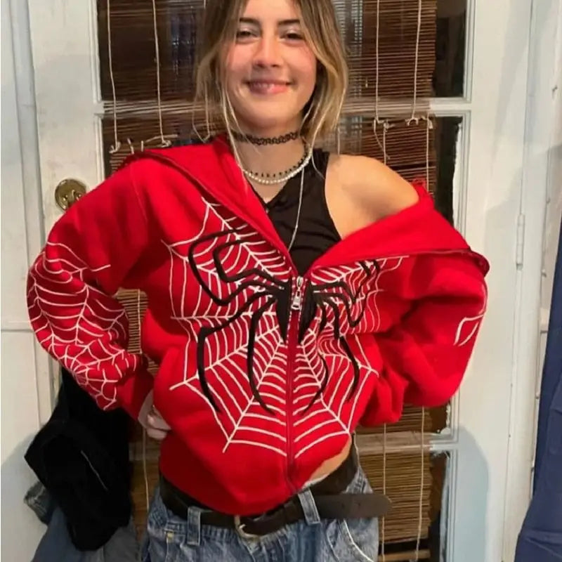 Spiderman inspired y2k spider web sweater