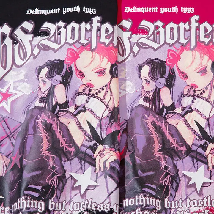 Punk gothic anime print hoodie for comfortable y2k style - hoodies