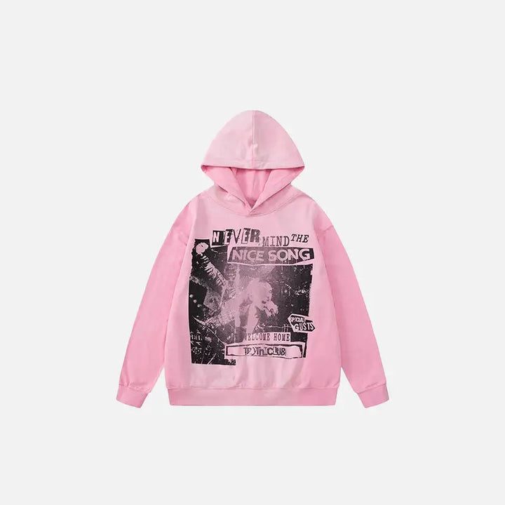 Punk party singing band y2k hoodie for bold streetwear style - pink / m - hoodies
