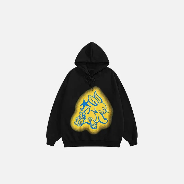 Rabbet y2k oversized hoodie for ultimate streetwear comfort - black / s - hoodies