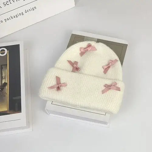 Cozy rabbit fur beanie for y2k style and warmth - white / 56-58cm - beanies