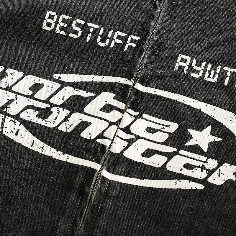 Y2k racing motorcycle denim jacket for stylish outerwear - jackets