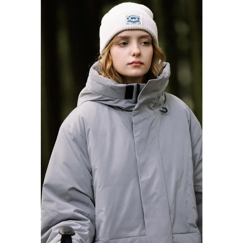 Plain y2k waterproof jacket with protective hood and cotton padding - clothing