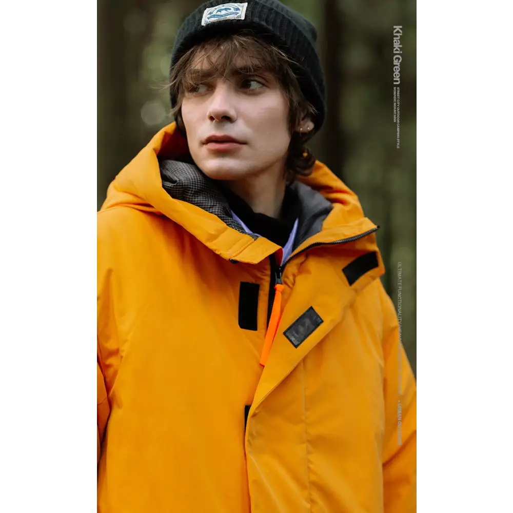 Plain y2k waterproof jacket with protective hood and cotton padding - clothing