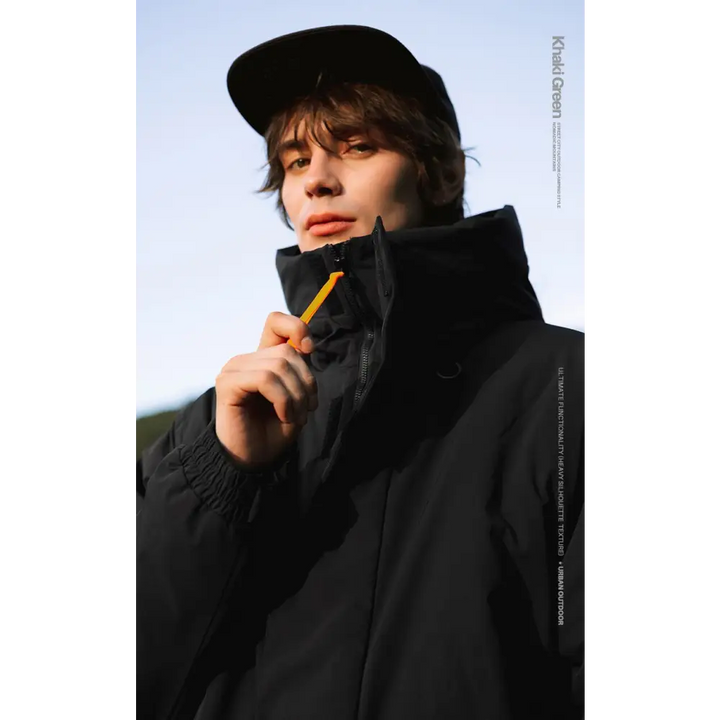 Plain y2k waterproof jacket with protective hood and cotton padding - clothing