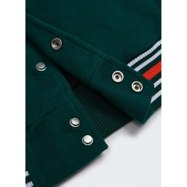 Ready y2k embroidered green varsity jacket for vintage streetwear - varsity jackets