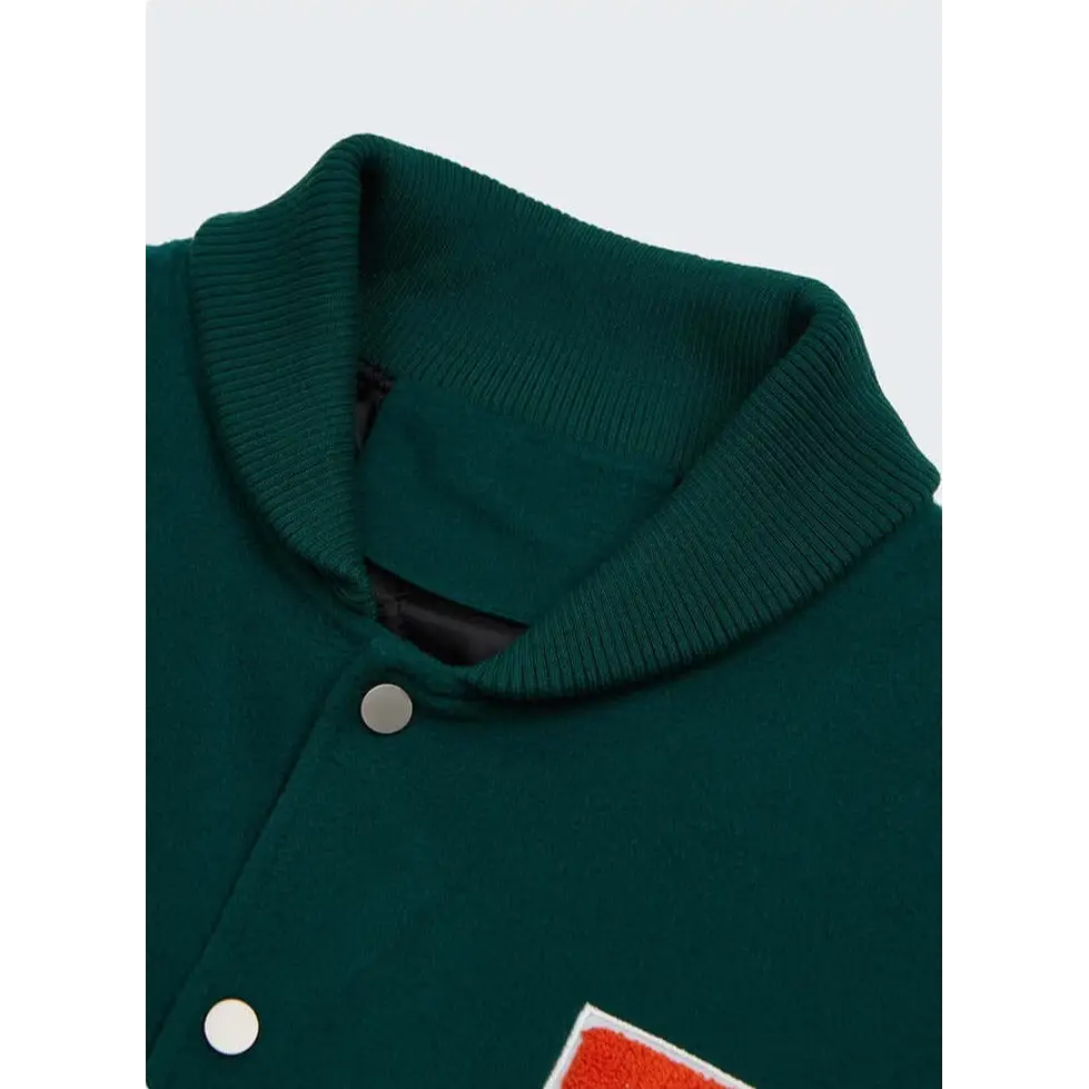 Ready y2k embroidered green varsity jacket for vintage streetwear - varsity jackets