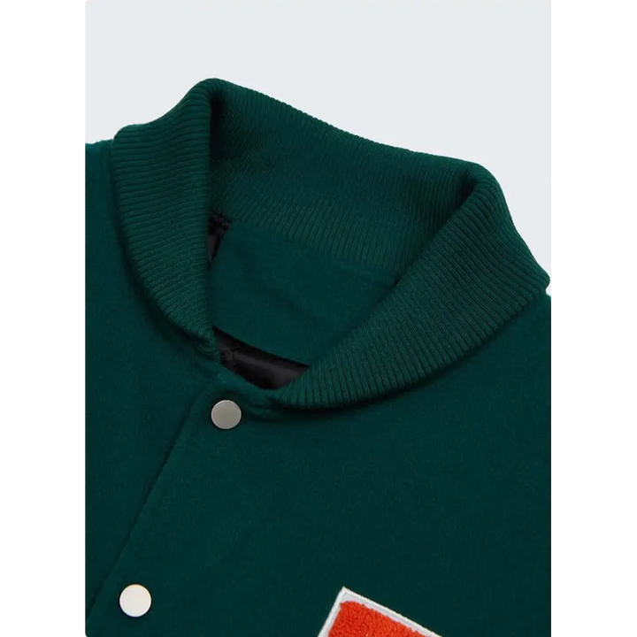 Ready y2k embroidered green varsity jacket for vintage streetwear - varsity jackets