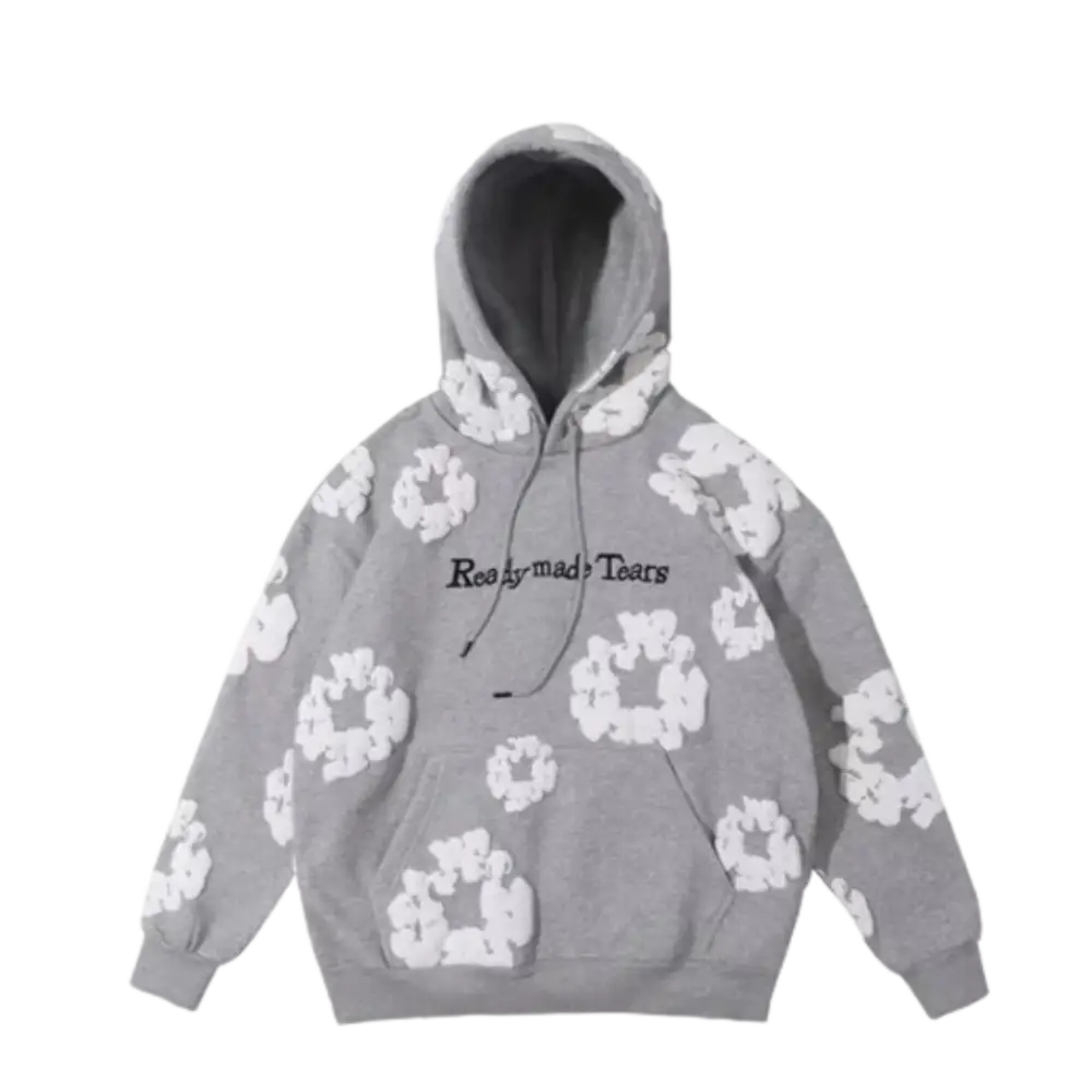 Ready made tears 400gs hoodie for y2k urban fashion - grey / m