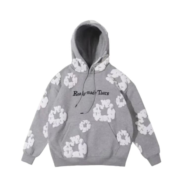 Ready made tears 400gs hoodie for y2k urban fashion - grey / m