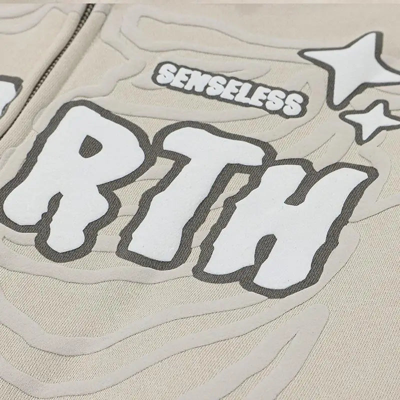 Rebirth skeleton zip hoodie for y2k streetwear collection - hoodies