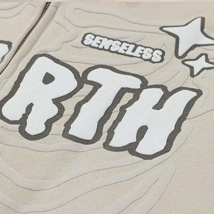 Rebirth skeleton zip hoodie for y2k streetwear collection - hoodies