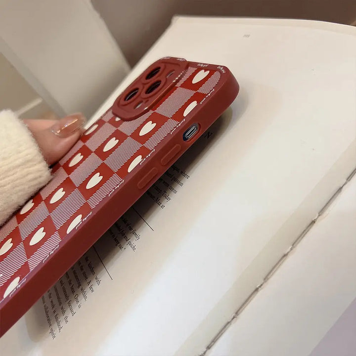 Red love lattice y2k phone case for iphone - cases