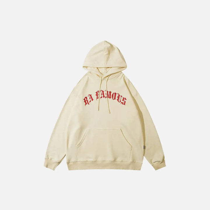 Red moon hoodie from y2k streetwear for comfort and durability - beige / m - hoodies