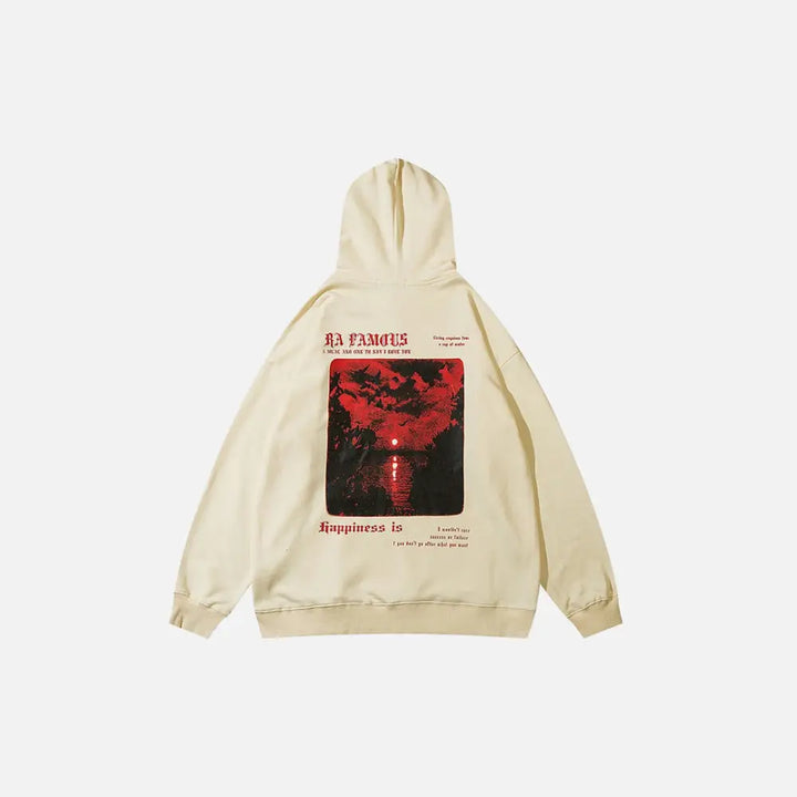 Red moon hoodie from y2k streetwear for comfort and durability - hoodies