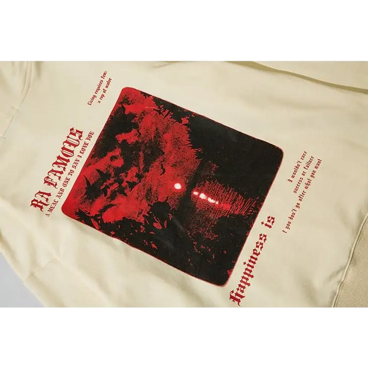 Red moon hoodie from y2k streetwear for comfort and durability - hoodies