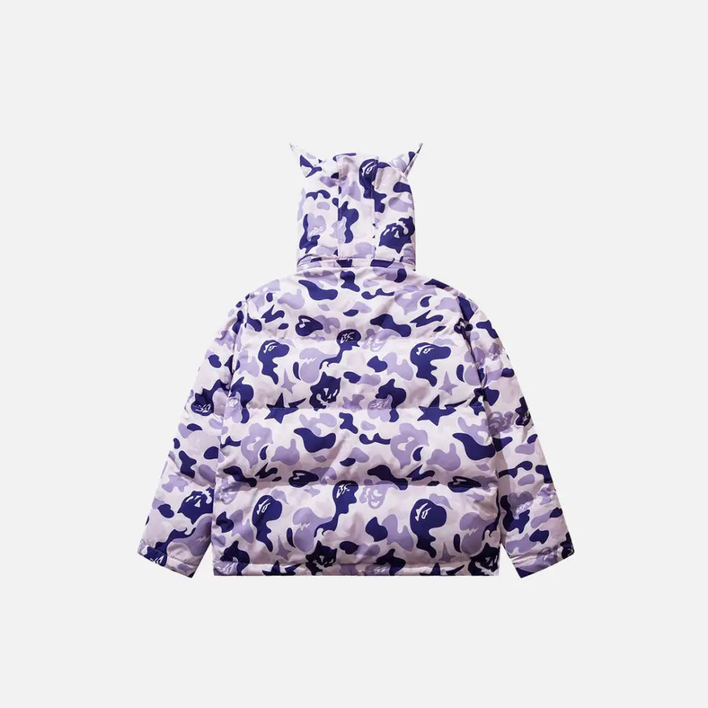 Y2k removable hooded devil jacket from the streetwear collection - puffer jackets