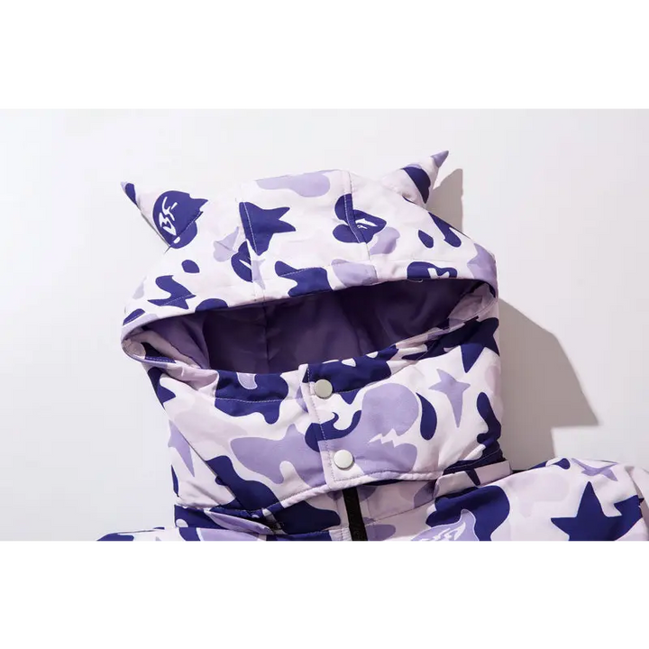 Y2k removable hooded devil jacket from the streetwear collection - puffer jackets