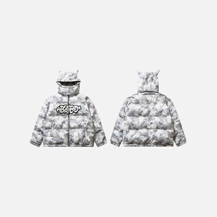 Y2k removable hooded devil jacket from the streetwear collection - puffer jackets