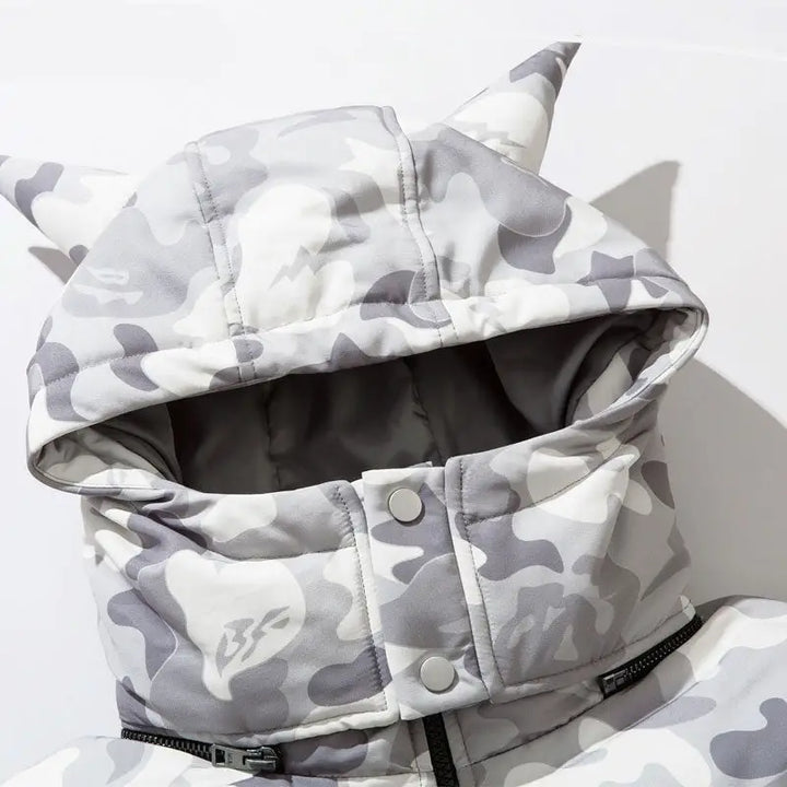 Y2k removable hooded devil jacket from the streetwear collection - puffer jackets