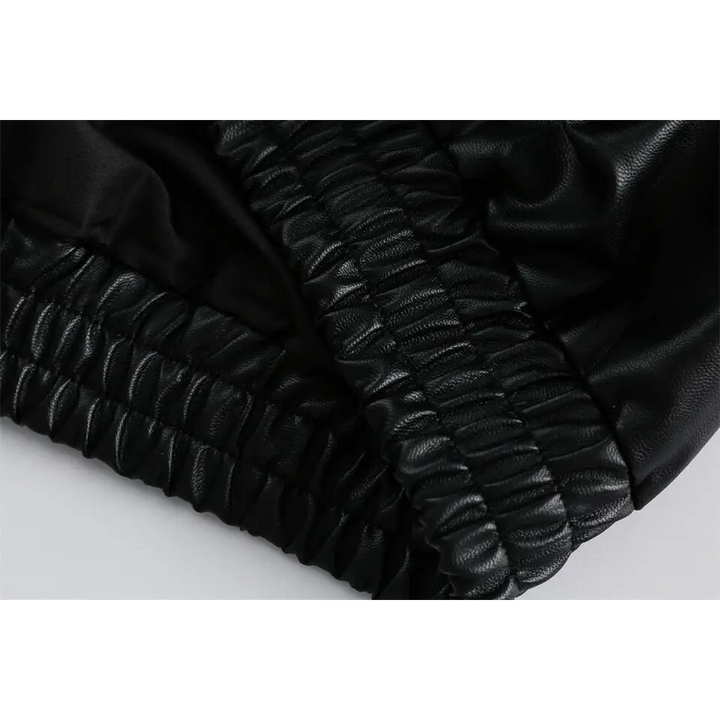 Retro black waterproof leather jacket for y2k style