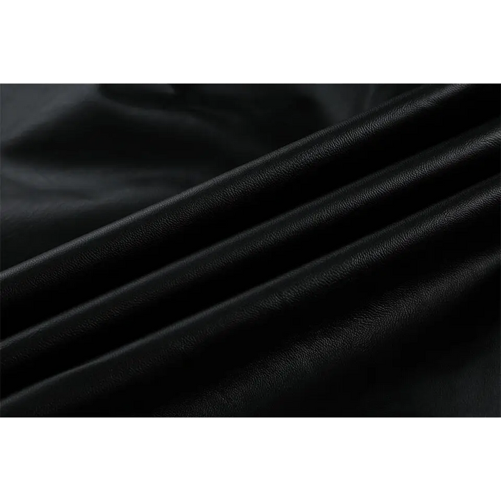 Retro black waterproof leather jacket for y2k style