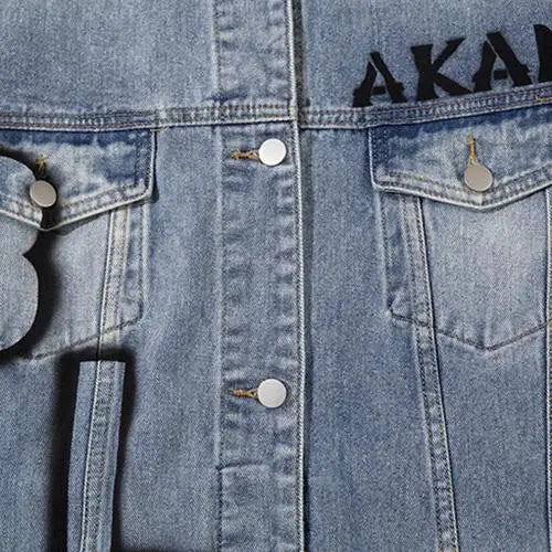 Y2k washed blue denim jacket for a retro streetwear vibe