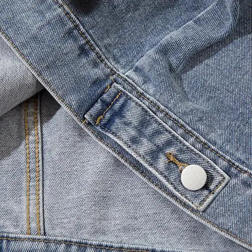 Y2k washed blue denim jacket for a retro streetwear vibe