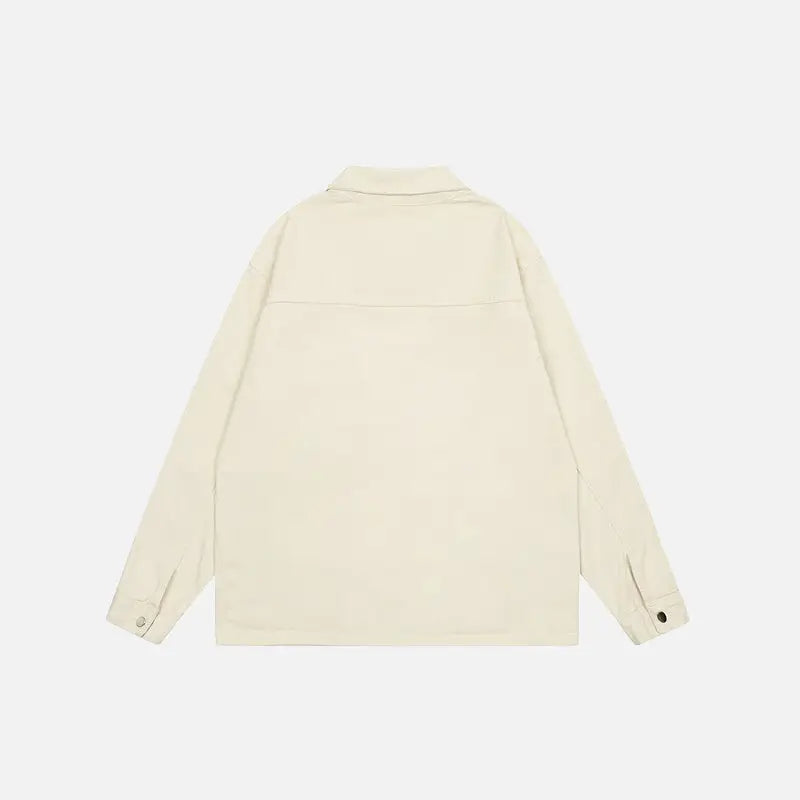 Y2k retro devil graphic jacket with stand collar and button closure