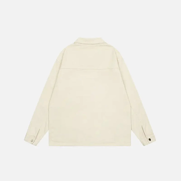 Y2k retro devil graphic jacket with stand collar and button closure