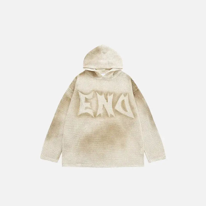 Retro distressed y2k hoodie with unique spray design - apricot / m - hoodies