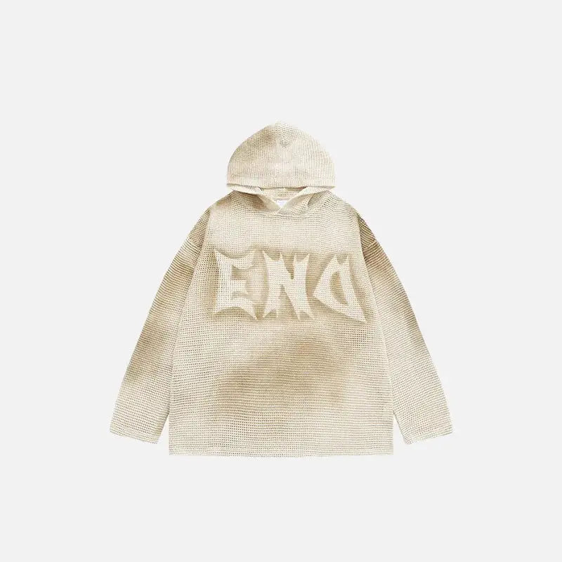 Retro distressed y2k hoodie with unique spray design - apricot / m - hoodies