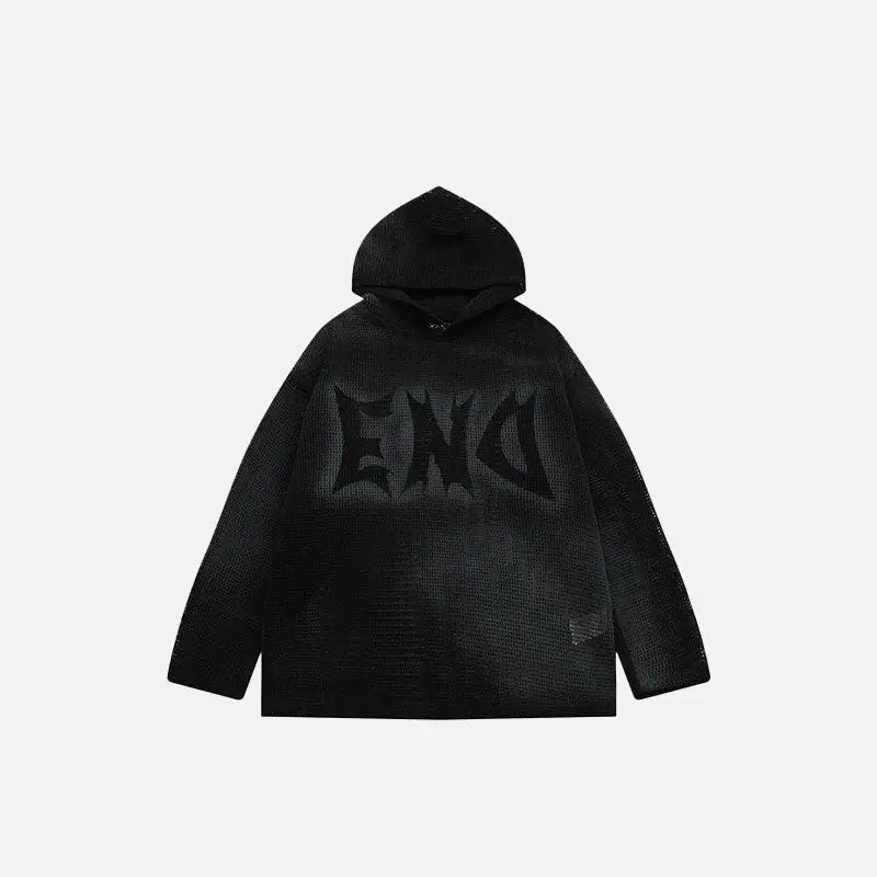 Retro distressed y2k hoodie with unique spray design - black / m - hoodies