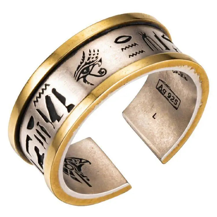Retro egyptian silver horus y2k ring for fashion forward style - rings