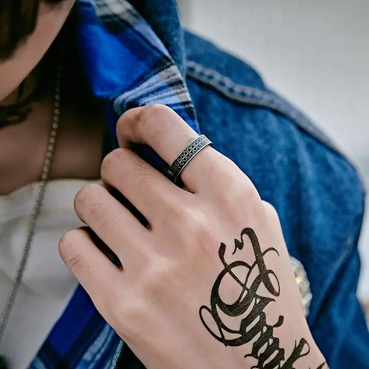 Y2k vintage sawtooth ring in quality copper for trendy style - rings