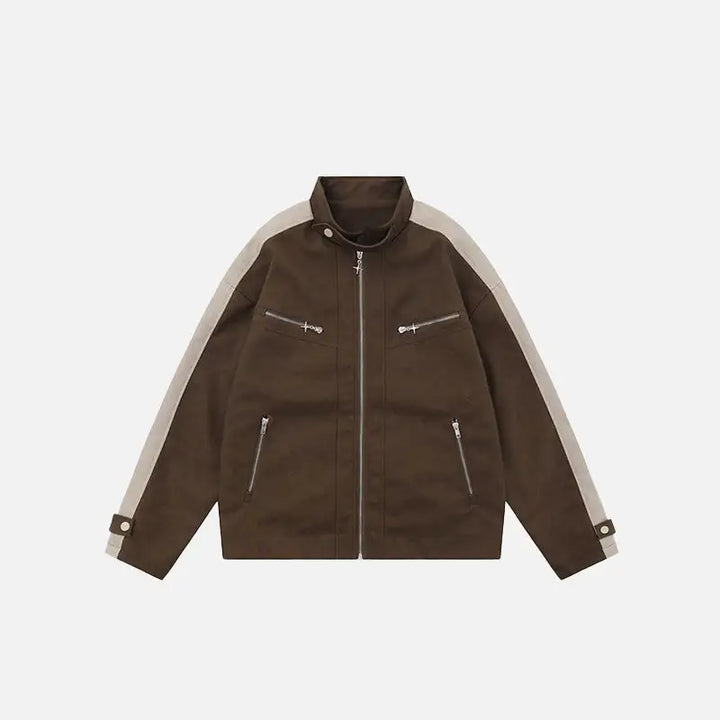 Y2k retro gothic leather jackets for unique outerwear style - brown / s